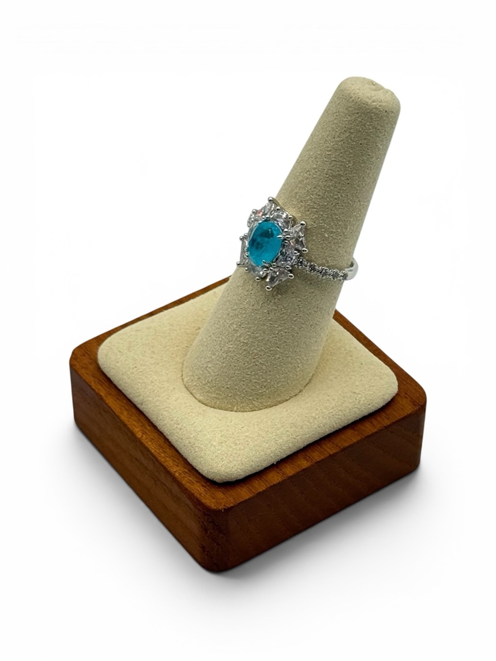 Bomb Party Rare Unicorn "Timeless Grace" Aqua Blue Quartz Rhodium Plating Size 8